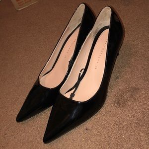 Zara Trafaluc black patent leather kitten heels
